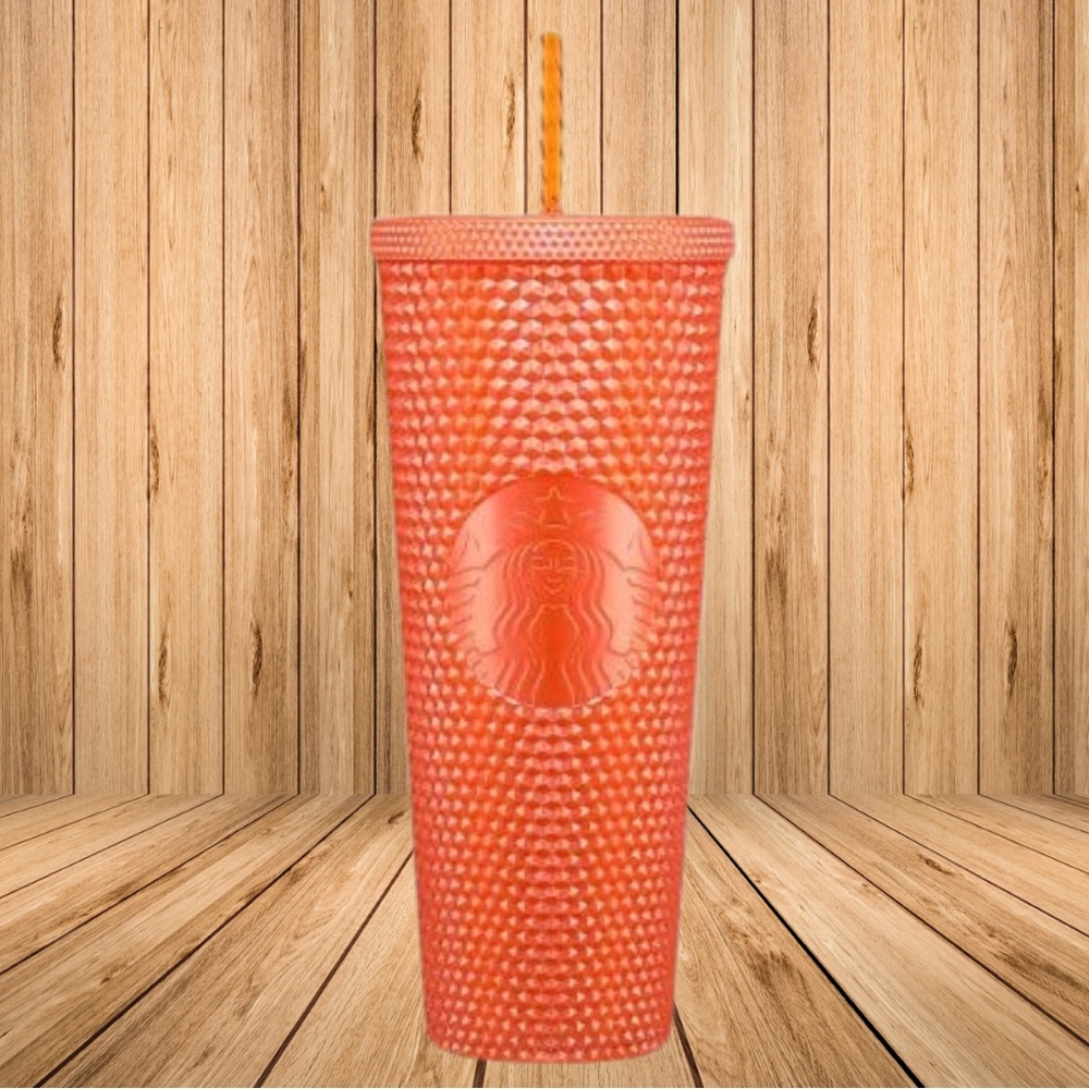 NWT Starbucks Orange Pearlized Bling Studded Tumbler Fall 2022 Venti Autumn